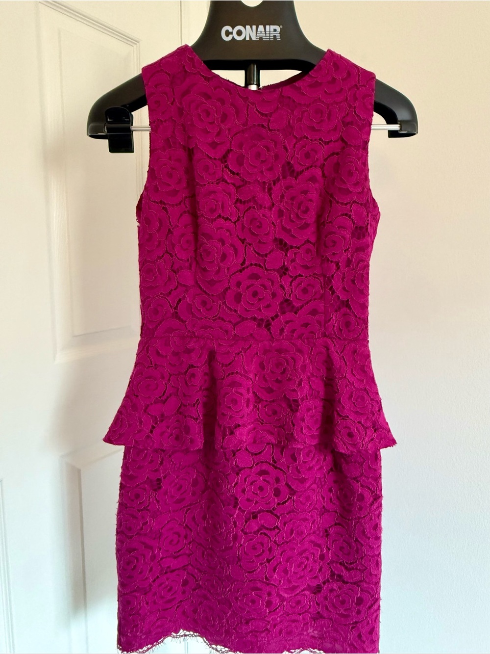 Cynthia Steffe Magenta Lace Peplum Mini Dress